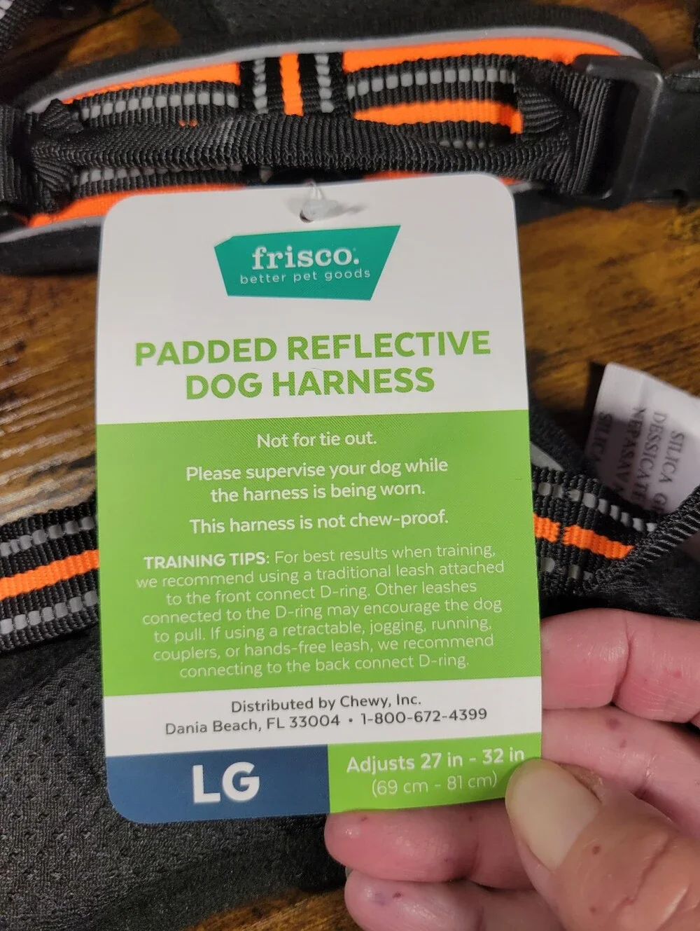 Frisco size large orange and Black Reflective Dog Harness